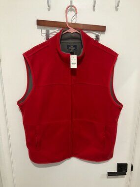 Brooks Brothers Men's 346 Reversible Fleece Vest, Red/Gray, Size XXL, NWT